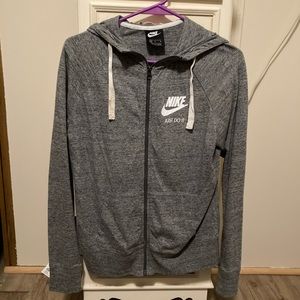 Nike Lightweight Zip Up Hooded Sweatshirt gray sz M